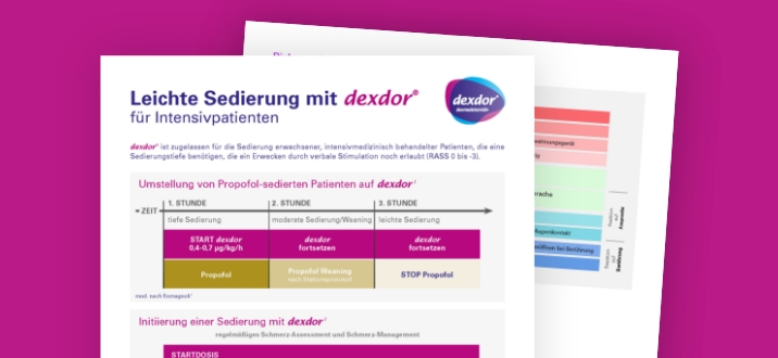 Handlungsschema Propofol Weaning und Umstellung auf Dexmedetomidin zur leichten Sedierung von Intensiv-Patienten